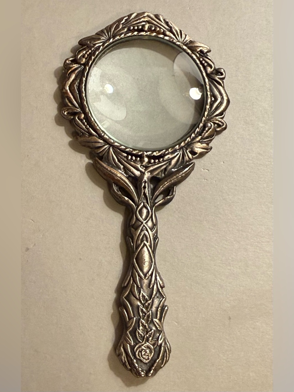 Vintage Le Potier d'Étain Fine Pewter Magnifying Glass Handheld French Rose